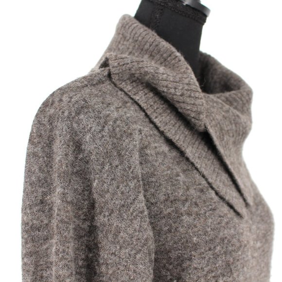 Giorgio Armani Jeans Grey Alpaca Blend Layered Cowl Neckline Sweater Dress M 42 - Picture 2 of 8